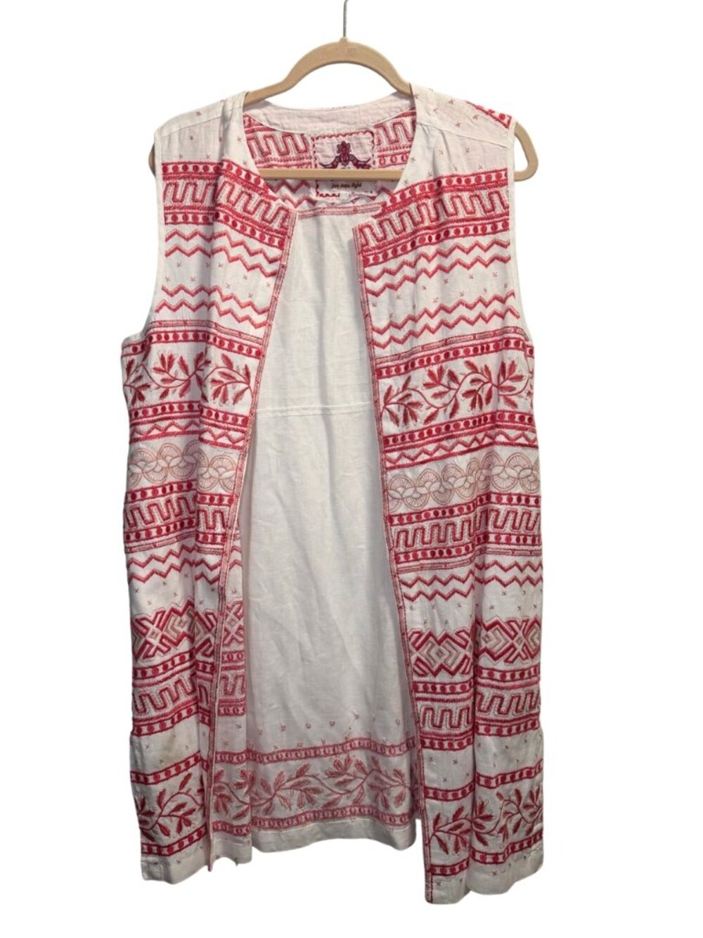 JWLA Johnny Was Dahlla Embroidered Linen Vest XL